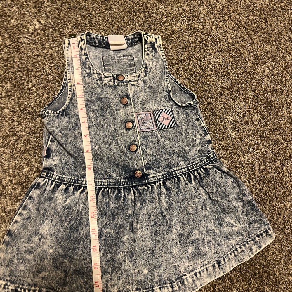 Vintage Little Levis Outfit Denim Jumper Dress Pink Shirt Acid Wash Girl 3T Jean - Picture 9 of 15
